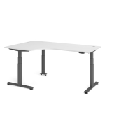Sitz-Steh-Schreibtisch VXDSM, elektrisch h&ouml;henverstellbar, 63,5-128,5cm (H), 200x120cm (BxT), L-Form, wei&szlig; / graphit