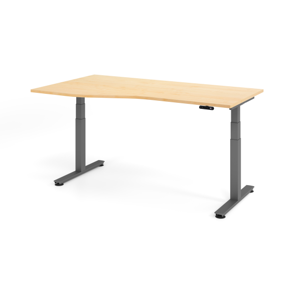 4032062308608 - Sitz-Steh-Schreibtisch VXDSM elektrisch höhenverstellbar 635-1285cm (H) 180x100cm (BxT) Trapezform ahorn   graphit 403206
