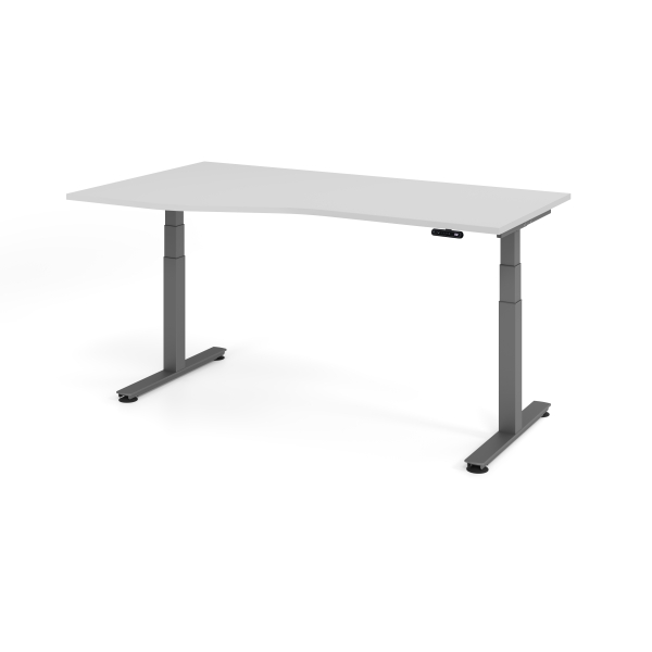 4032062308615 - Sitz-Steh-Schreibtisch VXDSM elektrisch höhenverstellbar 635-1285cm (H) 180x100cm (BxT) Trapezform lichtgrau   graphit 40