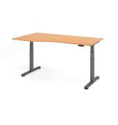 Sitz-Steh-Schreibtisch VXDSM, elektrisch h&ouml;henverstellbar, 63,5-128,5cm (H), 180x100cm (BxT), Trapezform, buche / graphit
