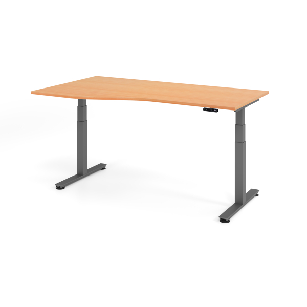 4032062308622 - Sitz-Steh-Schreibtisch VXDSM elektrisch höhenverstellbar 635-1285cm (H) 180x100cm (BxT) Trapezform buche   graphit 403206