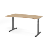 Sitz-Steh-Schreibtisch VXDSM, elektrisch h&ouml;henverstellbar, 63,5-128,5cm (H), 180x100cm (BxT), Trapezform, eiche / graphit