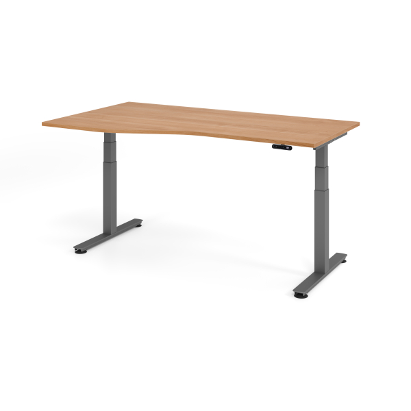 4032062308646 - Sitz-Steh-Schreibtisch VXDSM elektrisch höhenverstellbar 635-1285cm (H) 180x100cm (BxT) Trapezform nussbaum   graphit 403