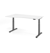 Sitz-Steh-Schreibtisch VXDSM, elektrisch h&ouml;henverstellbar, 63,5-128,5cm (H), 180x100cm (BxT), Trapezform, wei&szlig; / graphit