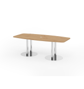 Konferenztisch K-Serie, 74,5cm (H), 220cmx83/103cm (BxT), 8 Personen, Tonnenform, asteiche / chrom