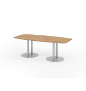 Konferenztisch K-Serie, 74,5cm (H), 220cmx83/103cm (BxT), 8 Personen, Tonnenform, asteiche / silber
