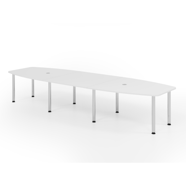 4032062315163 - Konferenztisch VKT manuell höhenverstellbar 72-74cm (H) 400cmx85 130cm (BxT) 14 Personen Tonnenform weiß   chrom 4032062315