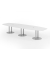 Konferenztisch K-Serie, 74cm (H), 400cmx85/130cm (BxT), 14 Personen, Tonnenform, wei&szlig; / silber