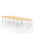 Konferenztisch K-Serie, manuell h&ouml;henverstellbar 72-74cm (H), 400cmx85/130cm (BxT), 14 Personen, Tonnenform, ahorn / chrom