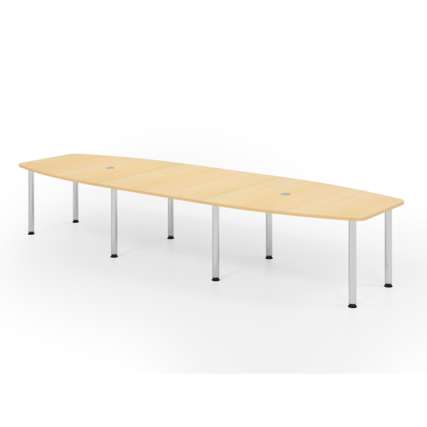 4032062315477 - Konferenztisch VKT manuell höhenverstellbar 72-74cm (H) 400cmx85 130cm (BxT) 14 Personen Tonnenform ahorn   chrom 403206231