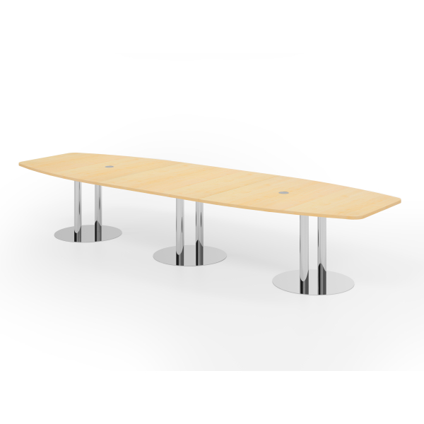 4032062315538 - Konferenztisch VKT 74cm (H) 400cmx85-130cm (BxT) 14 Personen Tonnenform ahorn   chrom 4032062315538 Hammerbacher