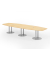 Konferenztisch VKT, 74cm (H), 400cmx85-130cm (BxT), 14 Personen, Tonnenform, ahorn / silber