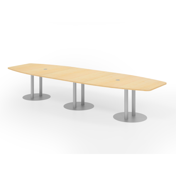 4032062315545 - Konferenztisch VKT 74cm (H) 400cmx85-130cm (BxT) 14 Personen Tonnenform ahorn   silber 4032062315545 Hammerbacher