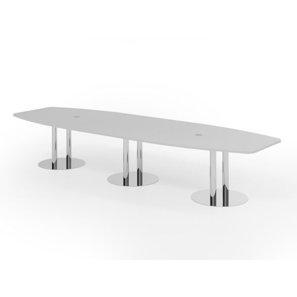 4032062315552 - Konferenztisch VKT 74cm (H) 400cmx85-130cm (BxT) 14 Personen Tonnenform lichtgrau   chrom 4032062315552 Hammerbacher