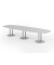 Konferenztisch K-Serie, 74cm (H), 400cmx85/130cm (BxT), 14 Personen, Tonnenform, lichtgrau / silber