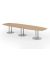Konferenztisch K-Serie, 74cm (H), 400cmx85/130cm (BxT), 14 Personen, Tonnenform, eiche / silber