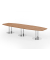 Konferenztisch K-Serie, 74cm (H), 400cmx85/130cm (BxT), 14 Personen, Tonnenform, nussbaum / chrom