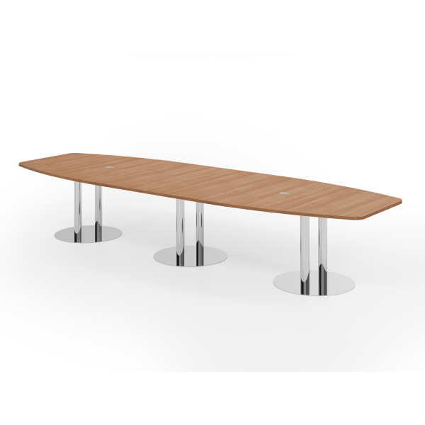 4032062315613 - Konferenztisch VKT 74cm (H) 400cmx85-130cm (BxT) 14 Personen Tonnenform nussbaum   chrom 4032062315613 Hammerbacher