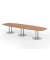 Konferenztisch VKT, 74cm (H), 400cmx85-130cm (BxT), 14 Personen, Tonnenform, nussbaum / silber