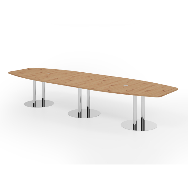 4032062315637 - Konferenztisch VKT 74cm (H) 400cmx85-130cm (BxT) 14 Personen Tonnenform asteiche   chrom 4032062315637 Hammerbacher