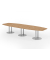 Konferenztisch K-Serie, 74cm (H), 400cmx85/130cm (BxT), 14 Personen, Tonnenform, asteiche / silber
