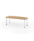 Konferenztisch K-Serie, manuell h&ouml;henverstellbar 72-74cm (H), 220cmx83/103cm (BxT), 8 Personen, Tonnenform, asteiche / chrom
