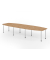 Konferenztisch K-Serie, manuell h&ouml;henverstellbar 72-74cm (H), 400cmx85/130cm (BxT), 14 Personen, Tonnenform, asteiche / chrom
