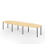 Konferenztisch K-Serie, manuell h&ouml;henverstellbar 72-74cm (H), 400cmx85/130cm (BxT), 14 Personen, Tonnenform, ahorn / graphit