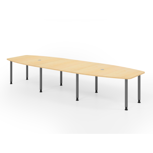 4032062316047 - Konferenztisch VKT manuell höhenverstellbar 72-74cm (H) 400cmx85 130cm (BxT) 14 Personen Tonnenform ahorn   graphit 4032062