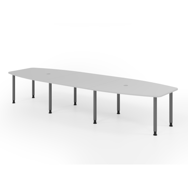 4032062316078 - Konferenztisch VKT manuell höhenverstellbar 72-74cm (H) 400cmx85 130cm (BxT) 14 Personen Tonnenform lichtgrau   graphit 403
