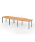 Konferenztisch K-Serie, manuell h&ouml;henverstellbar 72-74cm (H), 400cmx85/130cm (BxT), 14 Personen, Tonnenform, buche / graphit