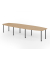 Konferenztisch K-Serie, manuell h&ouml;henverstellbar 72-74cm (H), 400cmx85/130cm (BxT), 14 Personen, Tonnenform, eiche / graphit