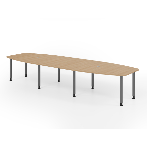 4032062316139 - Konferenztisch VKT manuell höhenverstellbar 72-74cm (H) 400cmx85 130cm (BxT) 14 Personen Tonnenform eiche   graphit 4032062