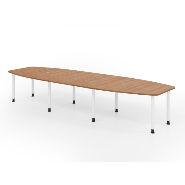 4032062316177 - Konferenztisch VKT manuell höhenverstellbar 72-74cm (H) 400cmx85 130cm (BxT) 14 Personen Tonnenform nussbaum   graphit 4032