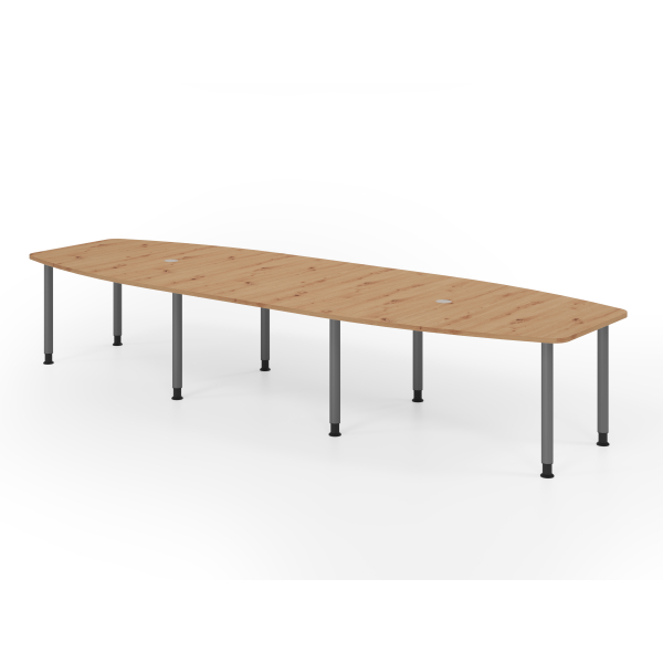 4032062316191 - Konferenztisch VKT manuell höhenverstellbar 72-74cm (H) 400cmx85 130cm (BxT) 14 Personen Tonnenform asteiche   graphit 4032
