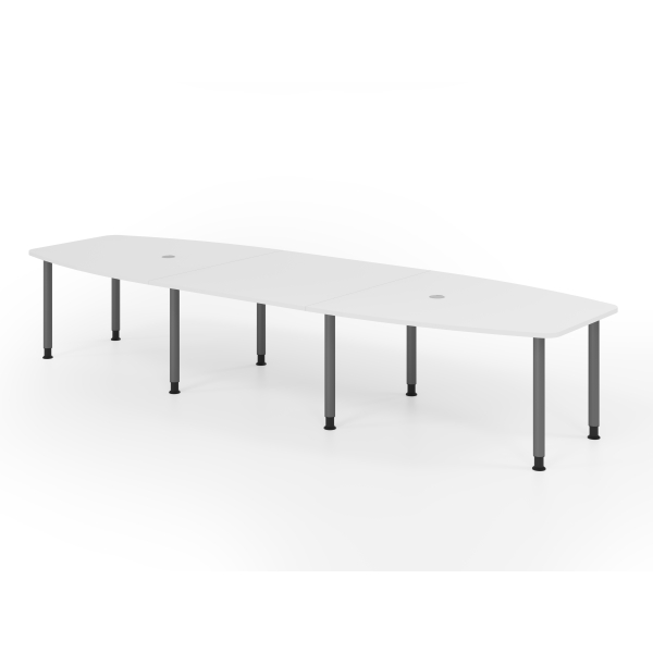 4032062316214 - Konferenztisch VKT manuell höhenverstellbar 72-74cm (H) 400cmx85 130cm (BxT) 14 Personen Tonnenform weiß   graphit 40320623