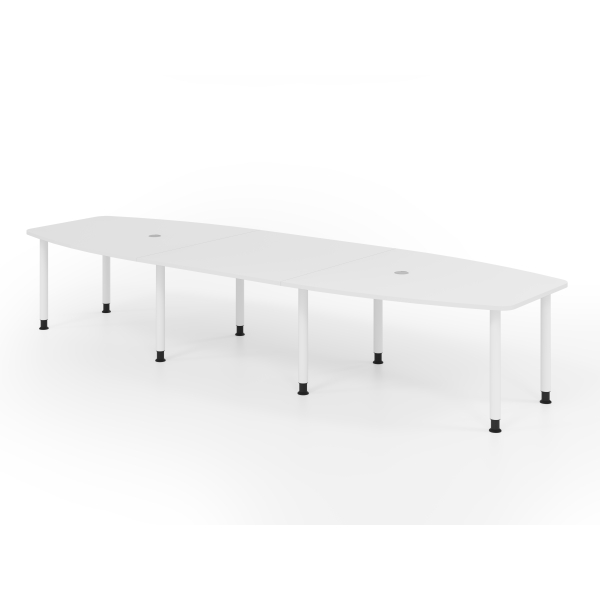 4032062316221 - Konferenztisch VKT manuell höhenverstellbar 72-74cm (H) 400cmx85 130cm (BxT) 14 Personen Tonnenform weiß   graphit 40320623