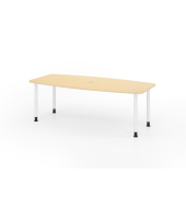 Konferenztisch K-Serie, manuell h&ouml;henverstellbar 72-74cm (H), 220cmx83/103cm (BxT), 8 Personen, Tonnenform, ahorn / graphit