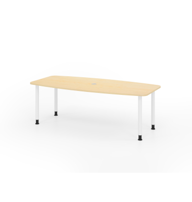 Konferenztisch K-Serie, manuell h&ouml;henverstellbar 72-74cm (H), 220cmx83/103cm (BxT), 8 Personen, Tonnenform, ahorn / graphit