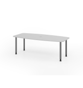 Konferenztisch VKT, manuell h&ouml;henverstellbar 72-74cm (H), 220cmx83/103cm (BxT), 8 Personen, Tonnenform, lichtgrau / graphit
