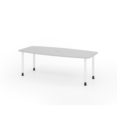 Konferenztisch K-Serie, manuell h&ouml;henverstellbar 72-74cm (H), 220cmx83/103cm (BxT), 8 Personen, Tonnenform, lichtgrau / graphit