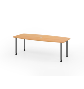 Konferenztisch VKT, manuell h&ouml;henverstellbar 72-74cm (H), 220cmx83/103cm (BxT), 8 Personen, Tonnenform, buche / graphit