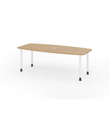 Konferenztisch K-Serie, manuell h&ouml;henverstellbar 72-74cm (H), 220cmx83/103cm (BxT), 8 Personen, Tonnenform, eiche / graphit