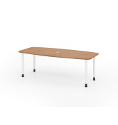 Konferenztisch K-Serie, manuell h&ouml;henverstellbar 72-74cm (H), 220cmx83/103cm (BxT), 8 Personen, Tonnenform, nussbaum / graphit