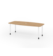Konferenztisch K-Serie, manuell h&ouml;henverstellbar 72-74cm (H), 220cmx83/103cm (BxT), 8 Personen, Tonnenform, asteiche / graphit