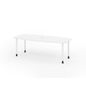 Konferenztisch K-Serie, manuell h&ouml;henverstellbar 72-74cm (H), 220cmx83/103cm (BxT), 8 Personen, Tonnenform, wei&szlig; / graphit