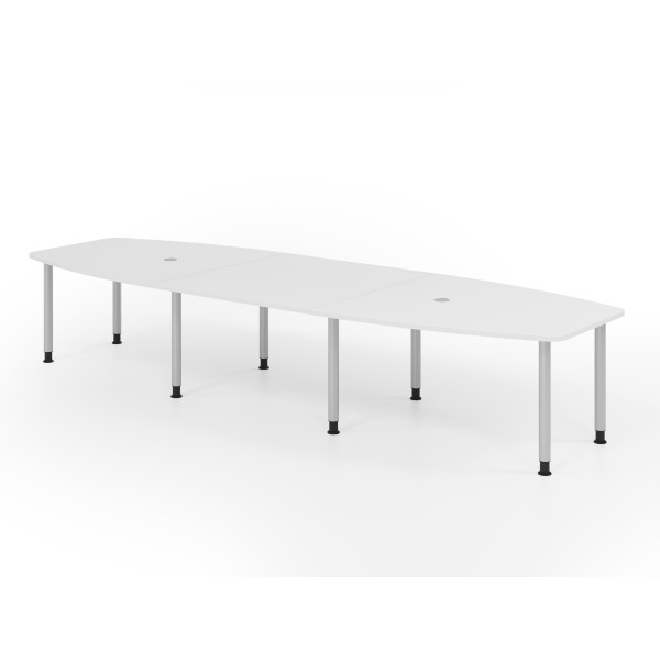 4032062315170 - Konferenztisch VKT manuell höhenverstellbar 72-74cm (H) 400cmx85-130cm (BxT) 14 Personen Tonnenform weiß   silber 403206231