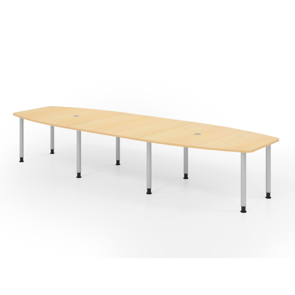 4032062316030 - Konferenztisch VKT manuell höhenverstellbar 72-74cm (H) 400cmx85-130cm (BxT) 14 Personen Tonnenform ahorn   silber 40320623