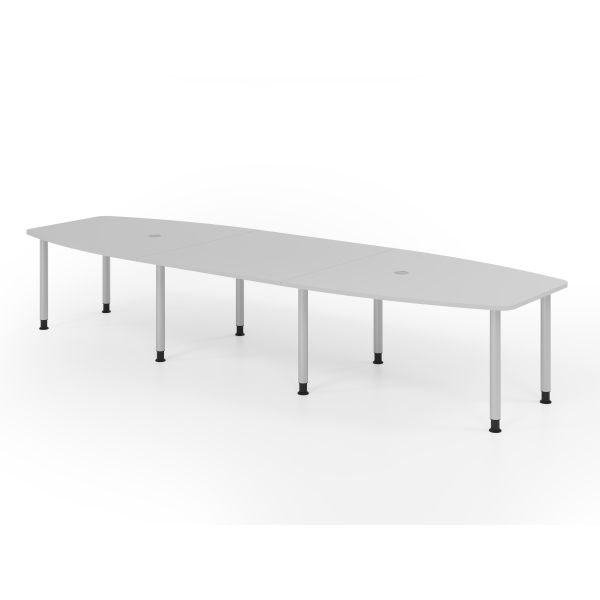 4032062316061 - Konferenztisch VKT manuell höhenverstellbar 72-74cm (H) 400cmx85-130cm (BxT) 14 Personen Tonnenform lichtgrau   silber 4032