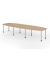 Konferenztisch K-Serie, manuell h&ouml;henverstellbar 72-74cm (H), 400cmx85/130cm (BxT), 14 Personen, Tonnenform, eiche / silber